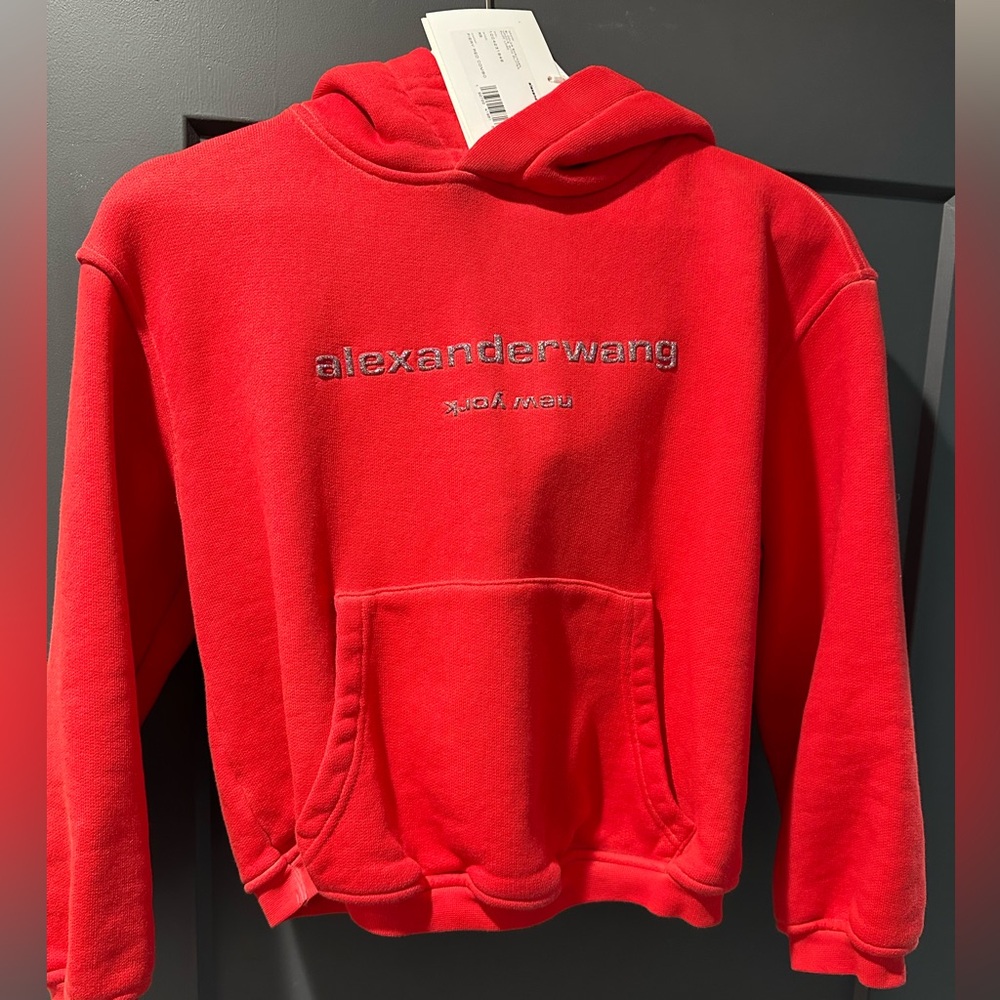 NWT Alexander Wang Red Glitter Hoodie size XS
